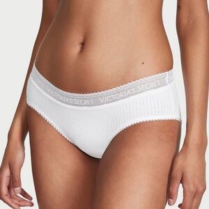 Victorias Secret Lace Logo Cotton Hipster Hiphugger Panty Underwear. NWT